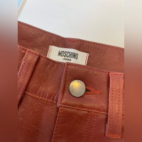 Vintage Moschino Faux Leather Pants High Rise Made in Italy - Picture 3 of 7